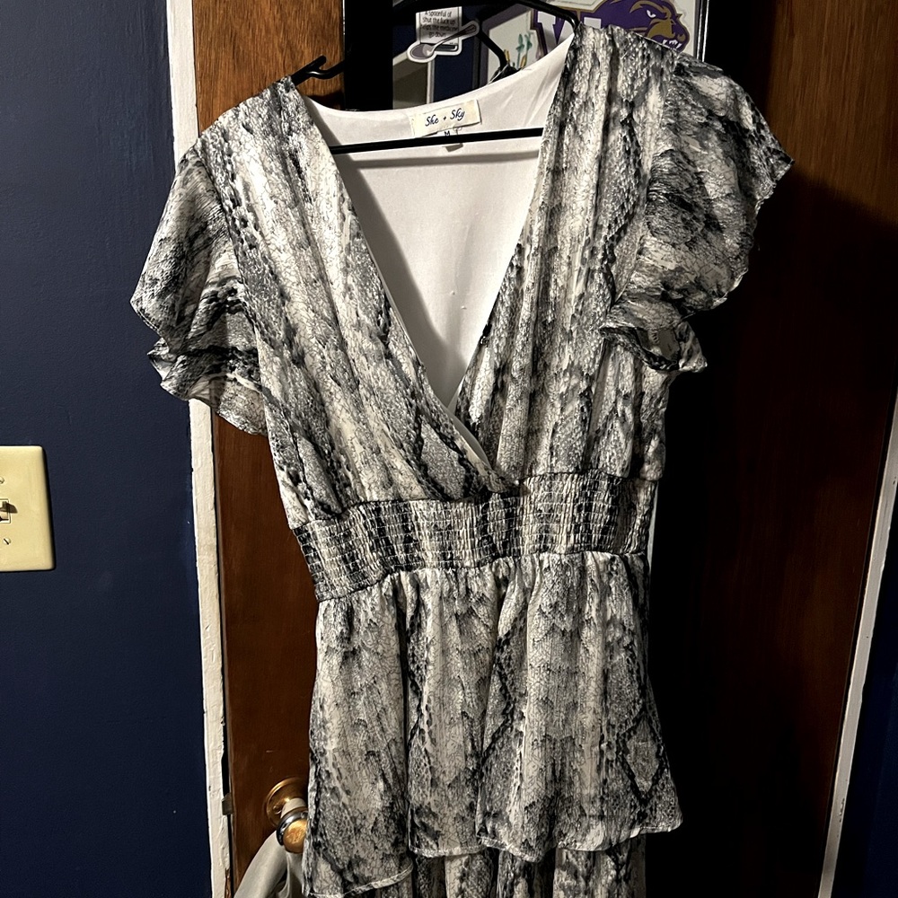 Short Dress, snake skin design with gold highlights